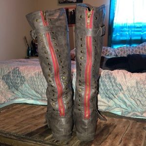 Brown wide calf boots